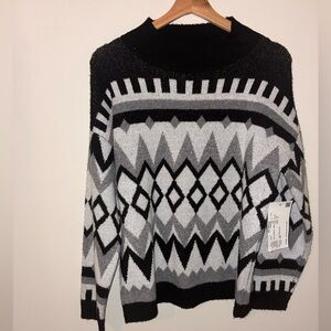 89th & Madison Gray, Black & Silver Knit Sweater – Women’s Medium – NWT